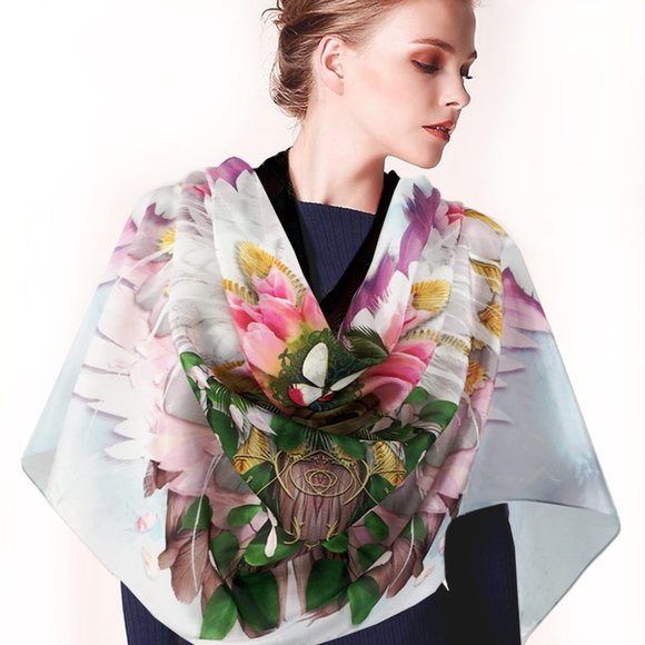 Pink & Lavendar Angel Feather Wings Pure Silk Fantasy Scarf Shawl - Picture 10 of 16